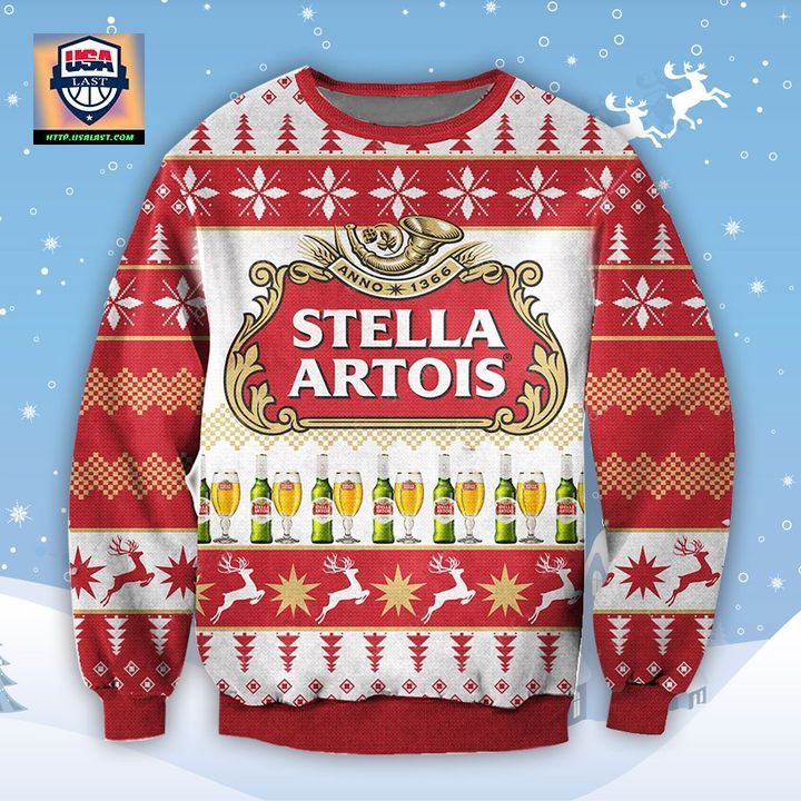 Stella Artois Belgium Beer Ugly Christmas Sweater 2022 - Great, I liked it