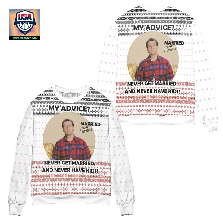 Van Der Bundy Nordberg Heart Pattern Ugly Christmas Sweater – White
