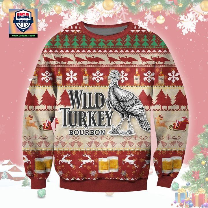 Wild Turkey Bourbon Whiskey Ugly Christmas Sweater 2022