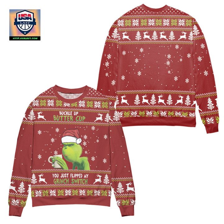 You Just Flipped My Grinch Switch Ugly Christmas Sweater – Red
